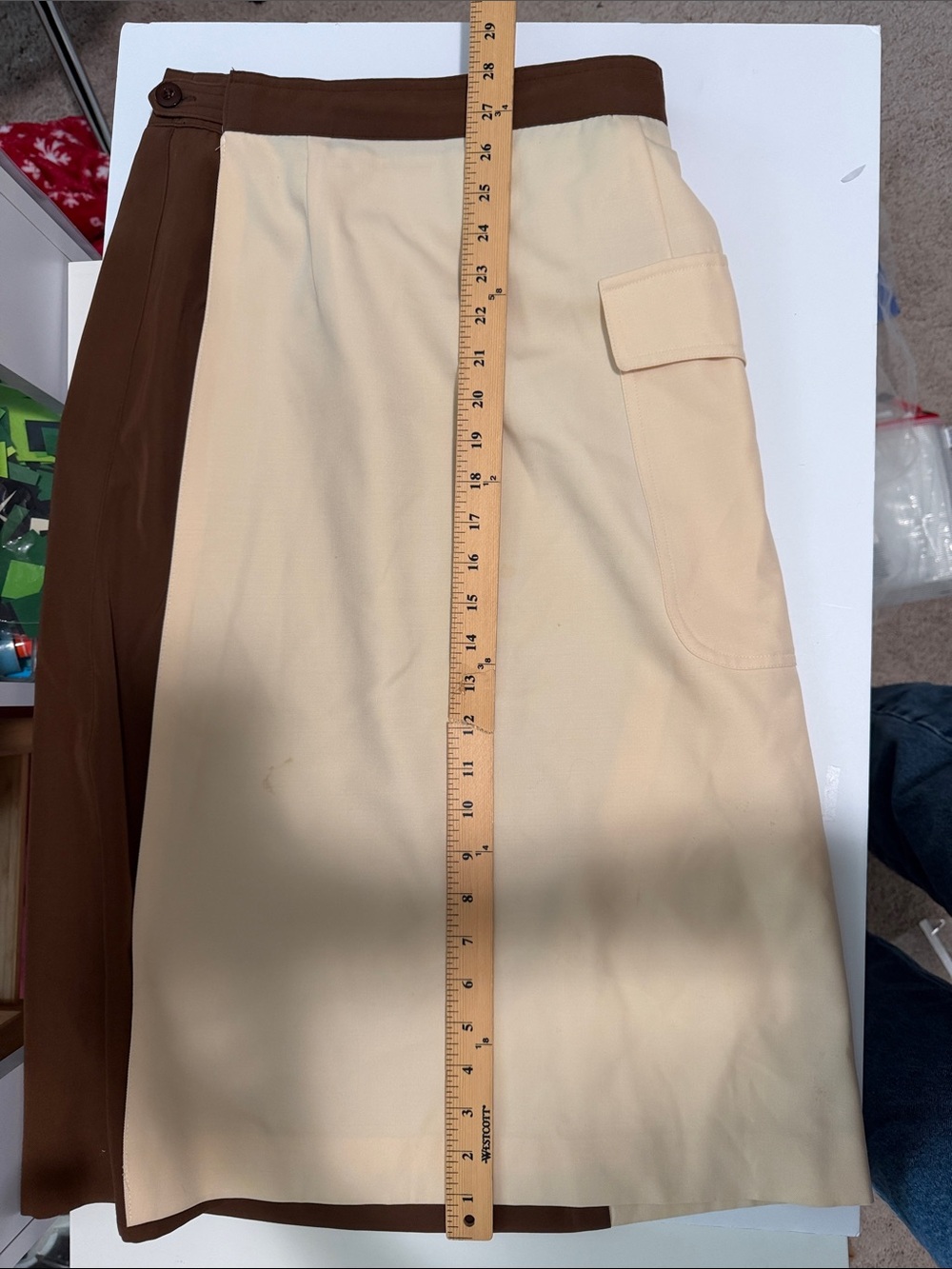 Vintage Escada color block Brown and Cream Wrap-Style Women's Skirt - Picture 6 of 6
